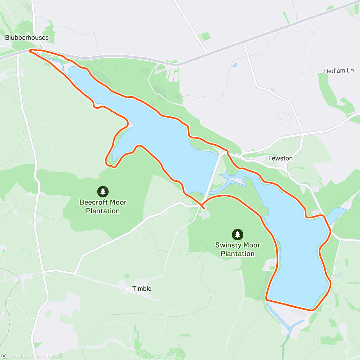 Map of the activity, Striders Reservoirs Social 💙💛