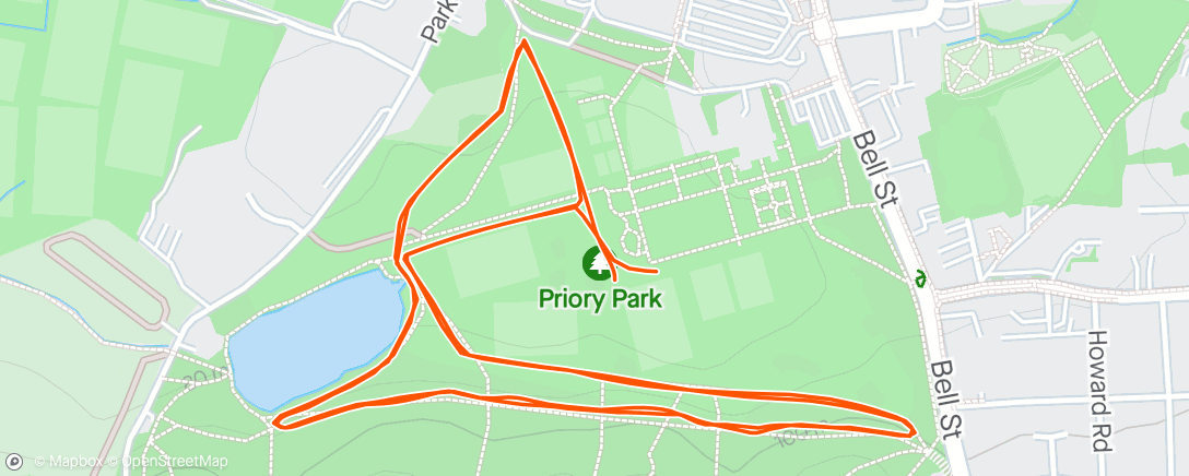 Mapa de la actividad, Reigate Priory parkrun#458 my#245