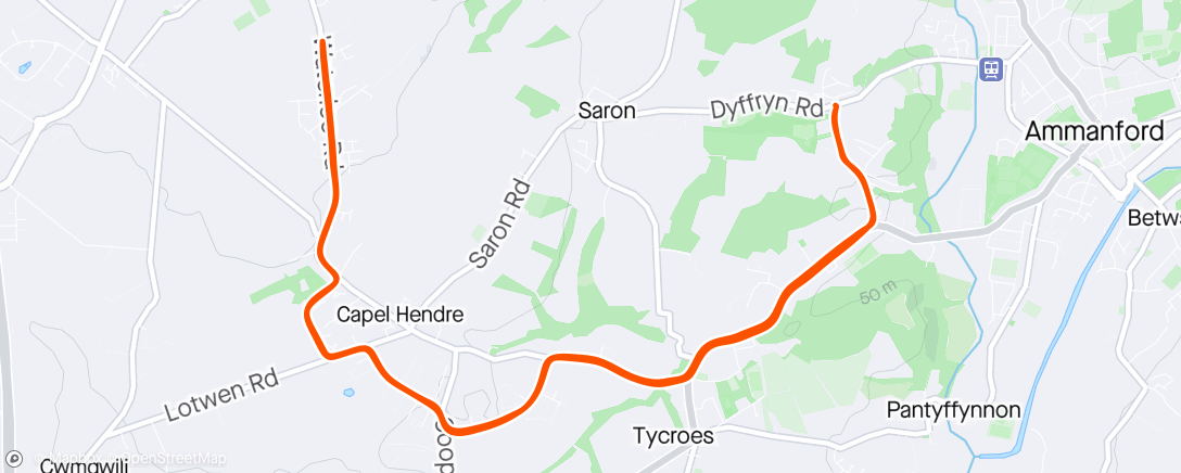 Map of the activity, 60mins Penygroes