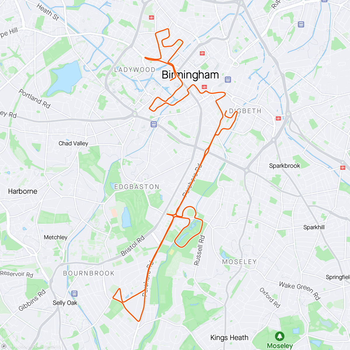 Map of the activity, Great Birmingham Half Marathon 🐮