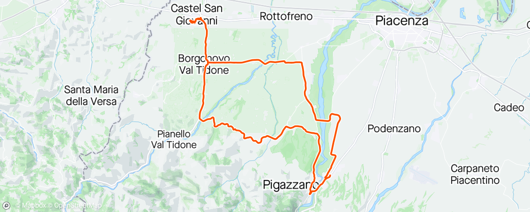 Map of the activity, A Rivergaro per un caffè al Gaga bike bar ( grazie mille a Stefano), e ritorno da Agazzano 😜