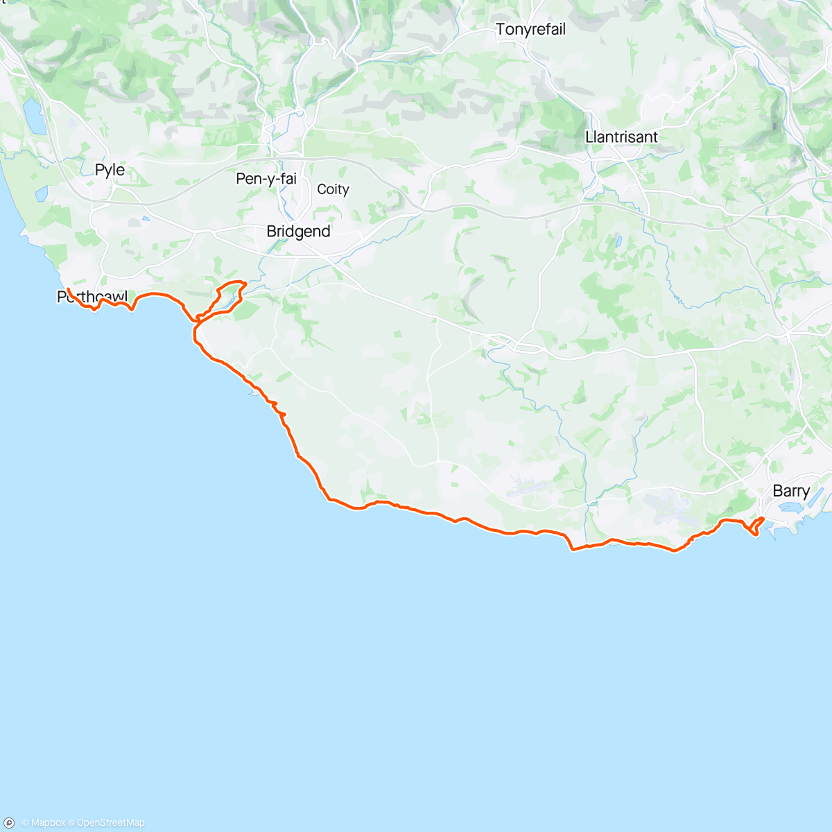 Mapa de la actividad, Vale Coastal Path