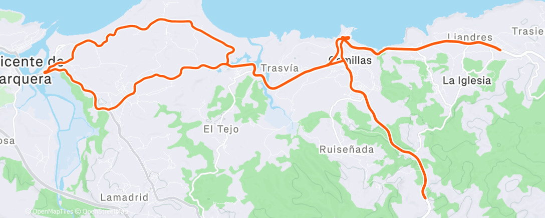 Map of the activity, Bicicleta por la tarde