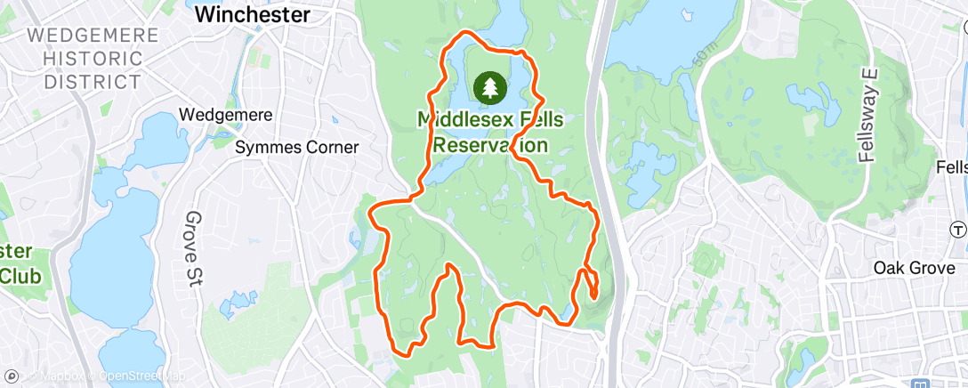 Map of the activity, Fells Loop