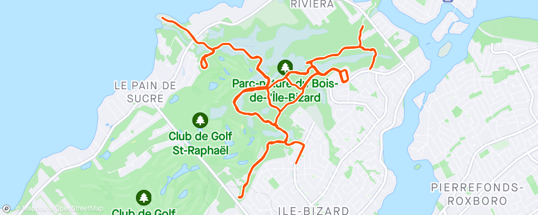 Map of the activity, Gravelle au parc nature de L'Île Bizard ⛅