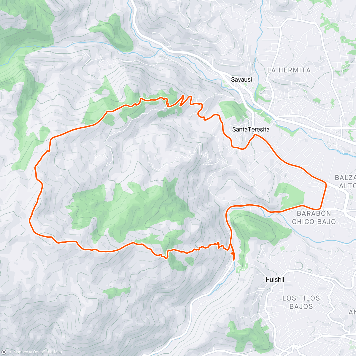 Map of the activity, Trail Boca de Pez