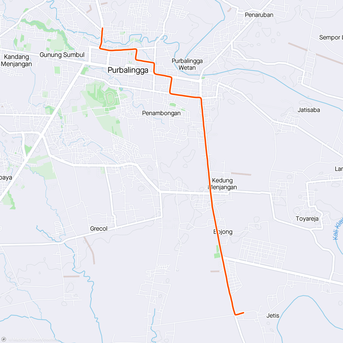 Map of the activity, Warm Up Ride