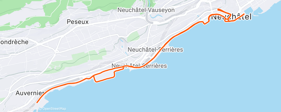 Map of the activity, Course à pied le midi