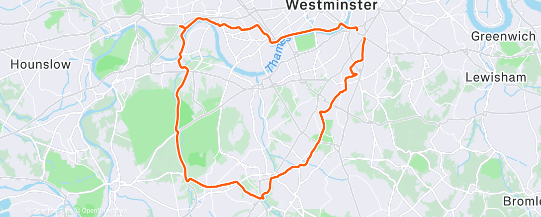 Map of the activity, Cycling