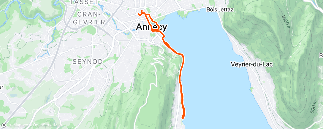 Map of the activity, Course à pied le midi