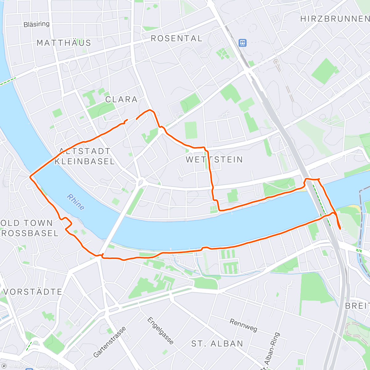 Map of the activity, Basel - Course à pied en soirée 🏃‍♂️