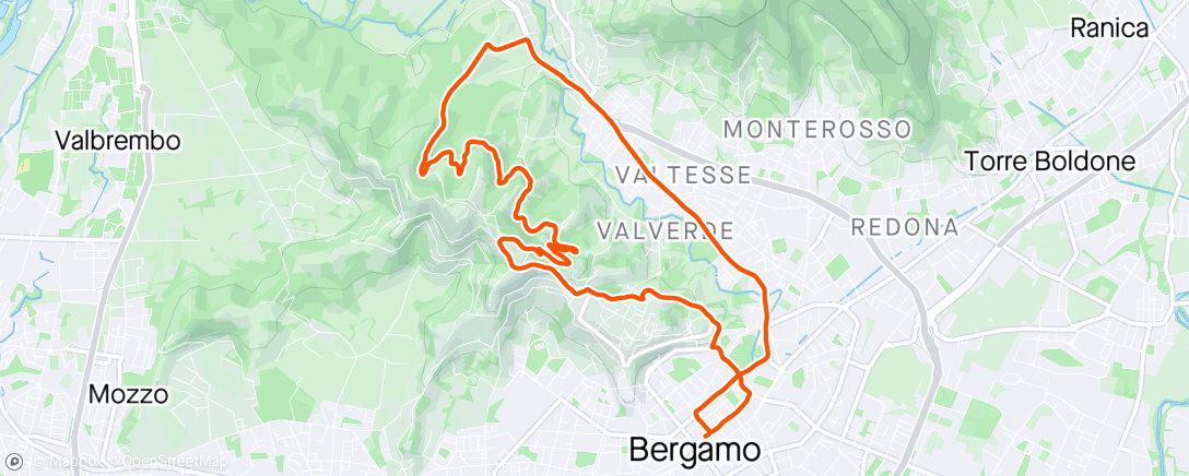 Map of the activity, 14 Km E-bike Bergamo