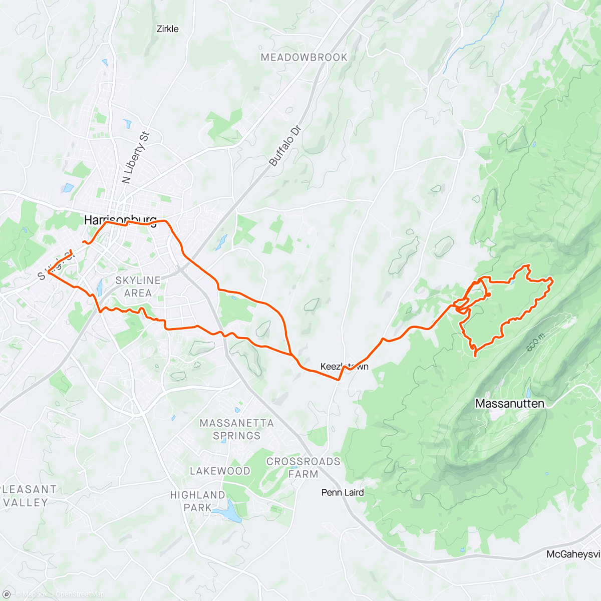 Map of the activity, Riding to the trails