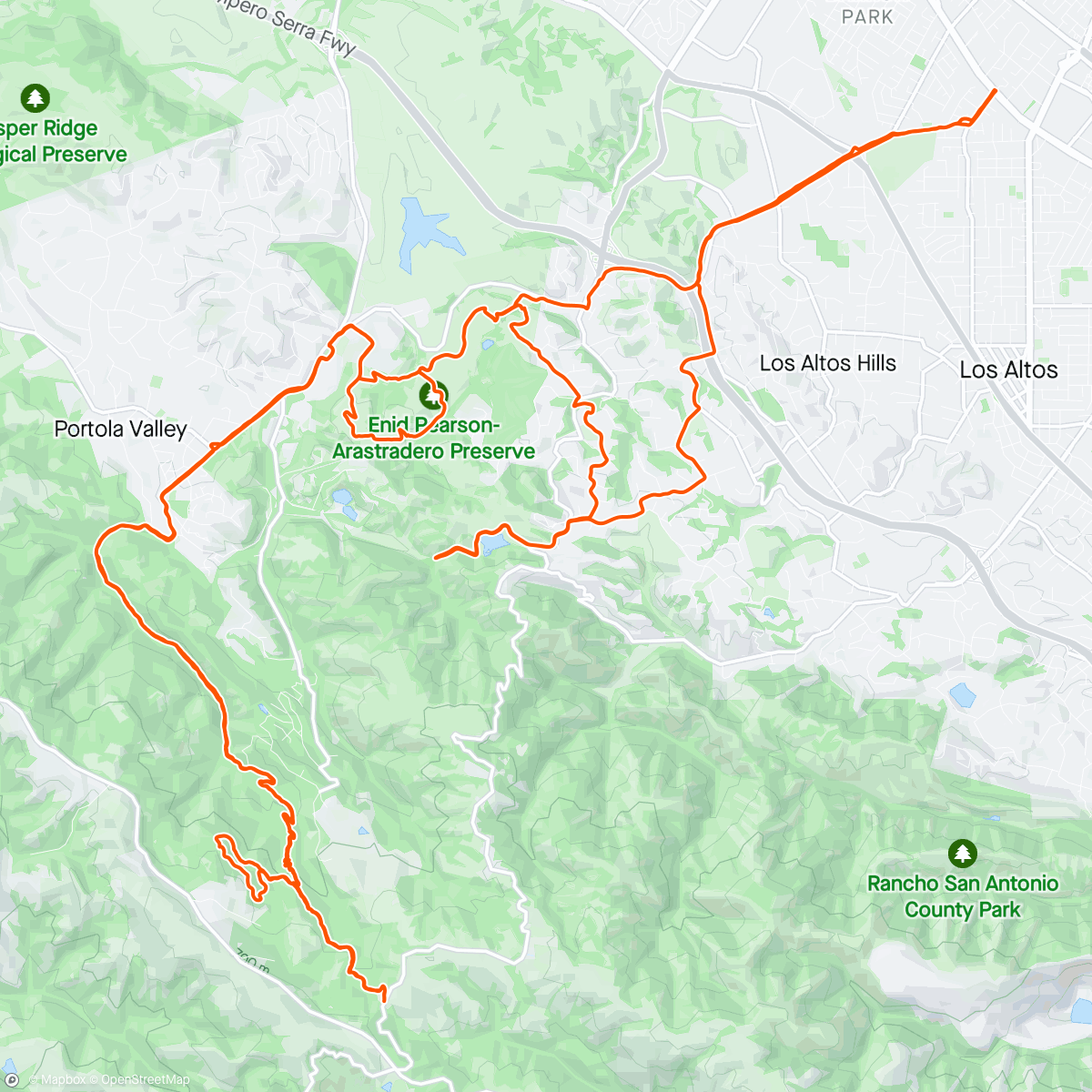Karte der Aktivität „04/27/2024 Home » Dirt Alpine » Arastradero » Los Altos Hills » Home”