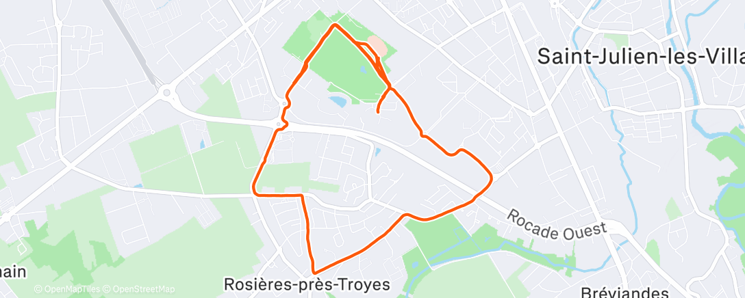 Map of the activity, Course à pied en soirée