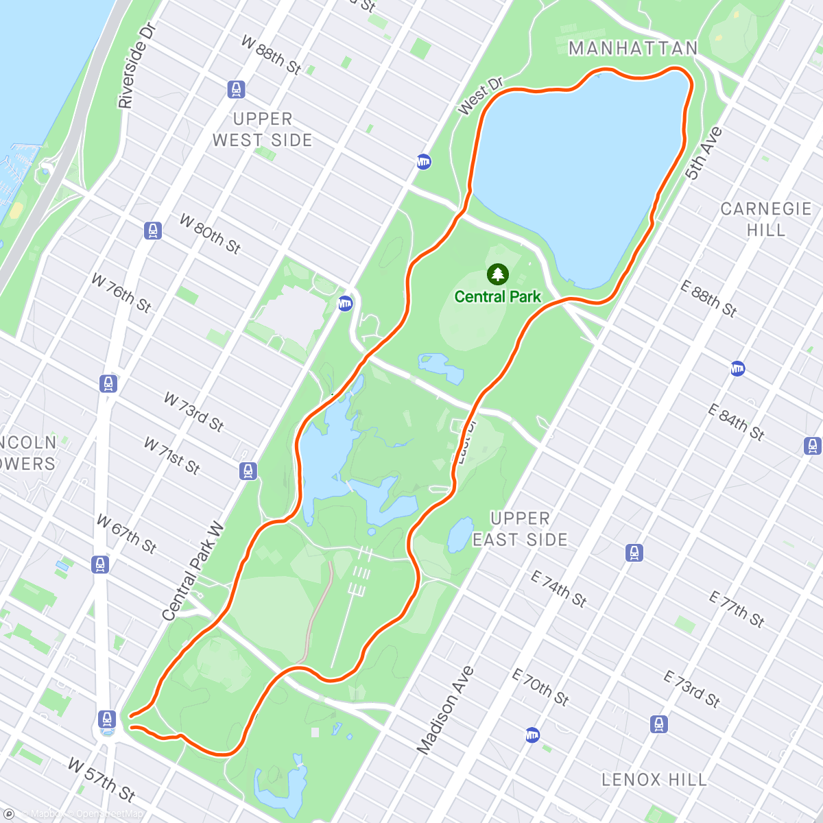 Map of the activity, JG Mind of the Marathoner run in Central Park