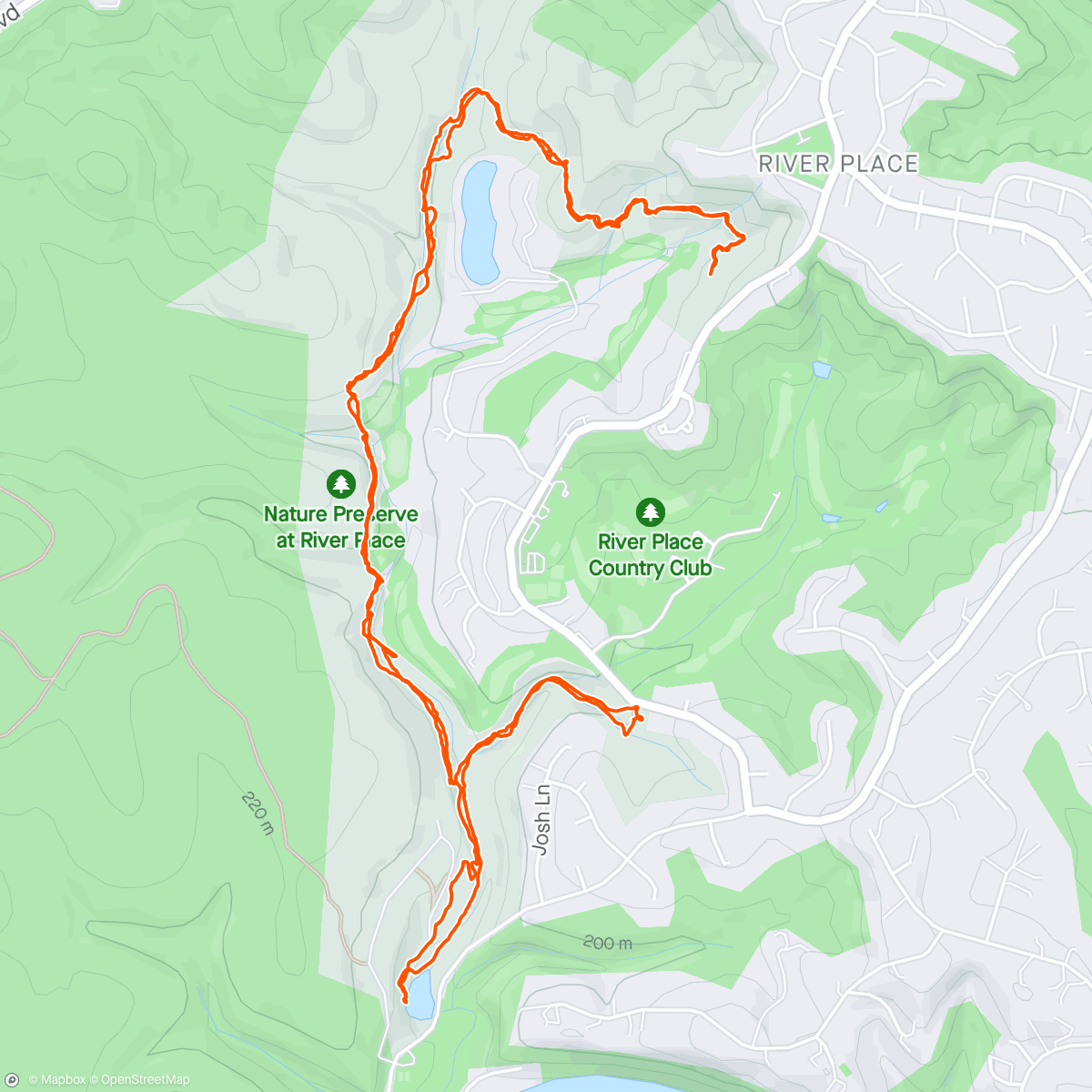 Mapa da atividade, River place trails hike!