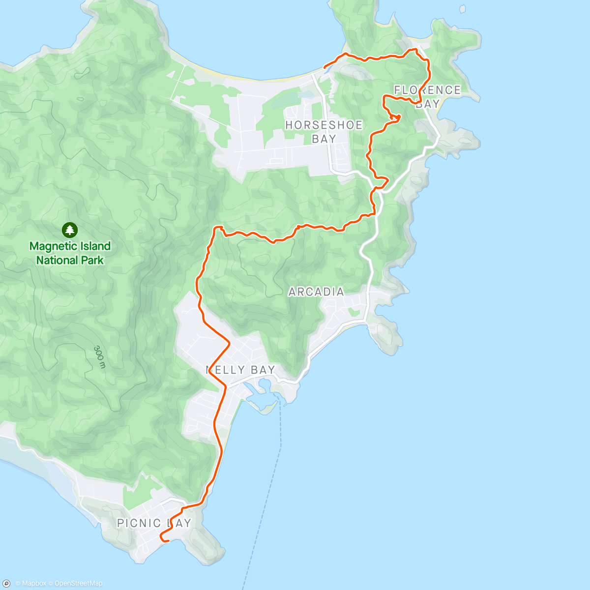 Map of the activity, Hike across the island