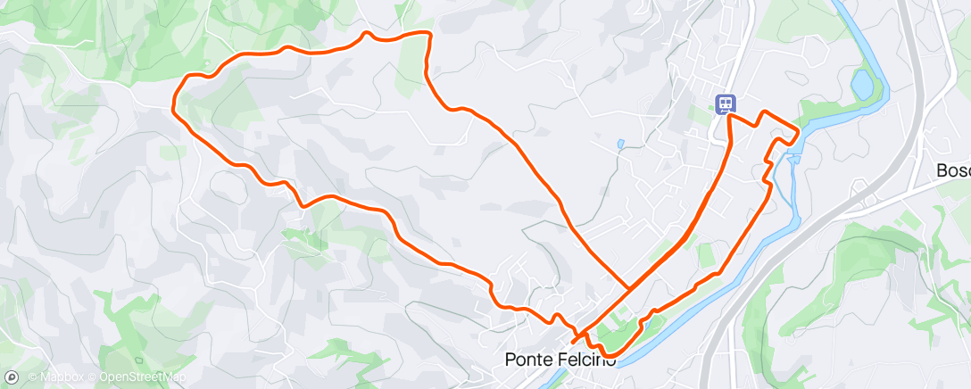 Map of the activity, Afternoon Run. 6km Hilly tempo/threshy
