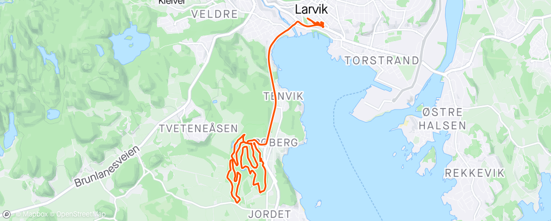 Map of the activity, NSG Larvik og 7 plass av 49. Greit fornøyd 👍. Strava ble med til hotellet . Nye muligheter i morgen ⛳️🏌️‍♂️