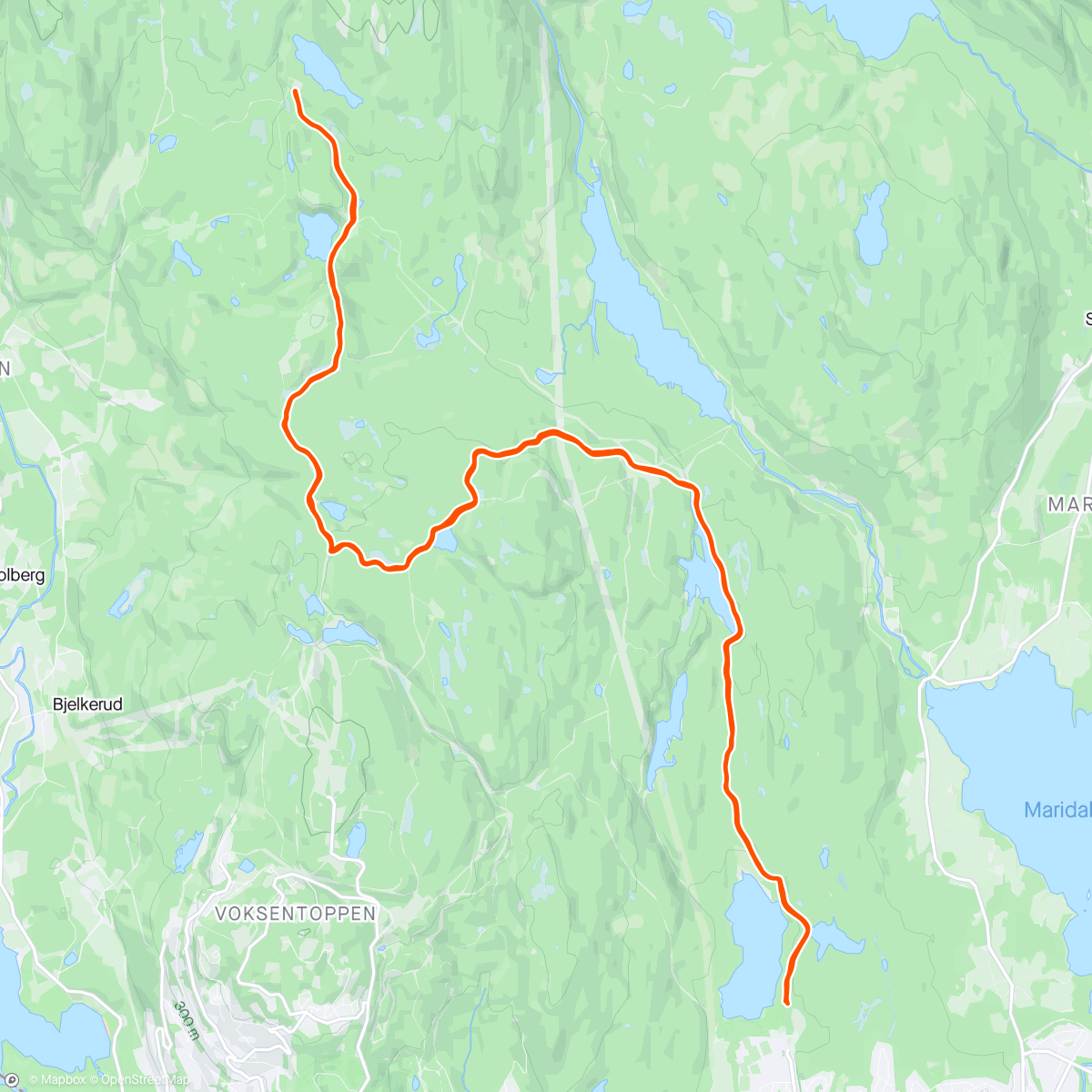 Map of the activity, Sognsvann - Kobberhaughytta
