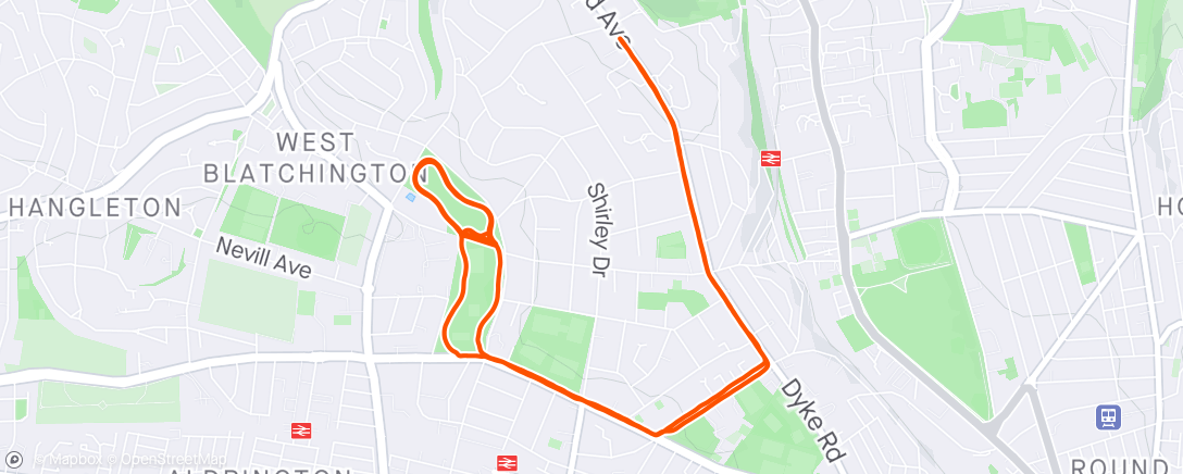 Mapa de la actividad, Tom’s Hilly 8 x 800m plus there and back