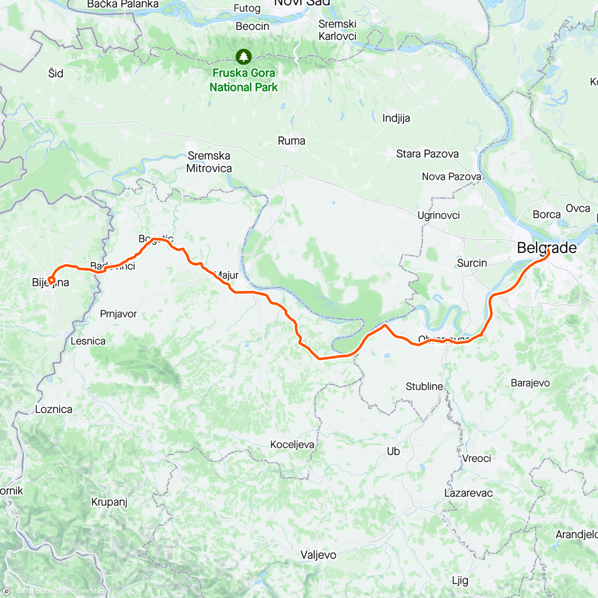 Map of the activity, Belgadre - Banja Luka, stage 1