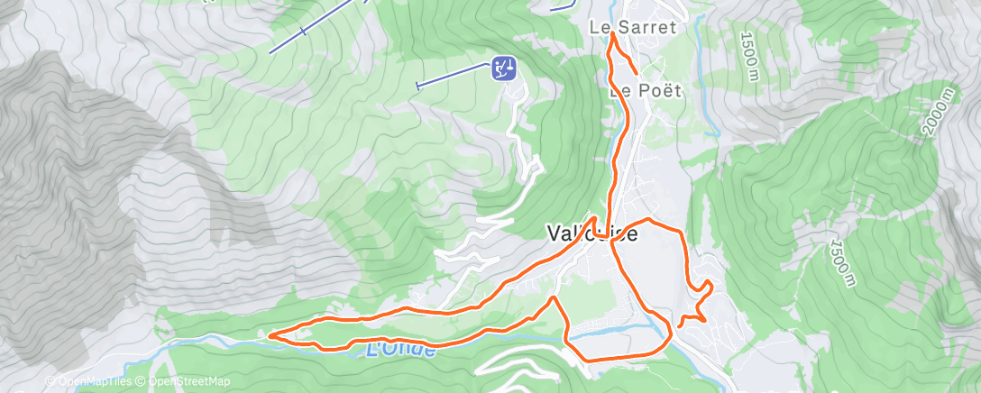 Map of the activity, Course à pied dans l'après-midi