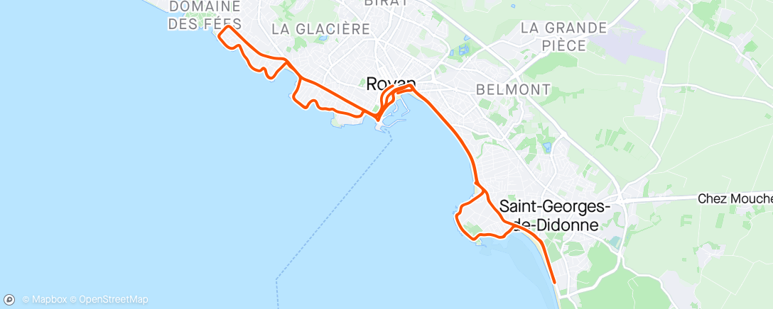 Map of the activity, Marathon de Royan. Meilleur temps au 30km, mais n'aurais-je pas tout donné !