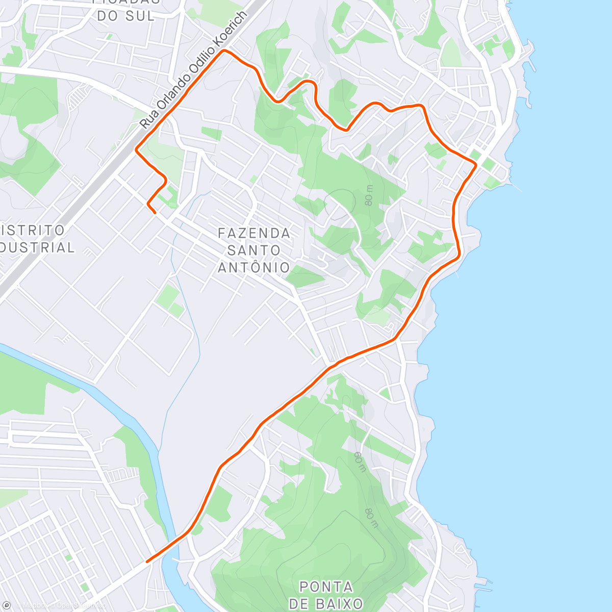 Map of the activity, 5K Treino Elevação