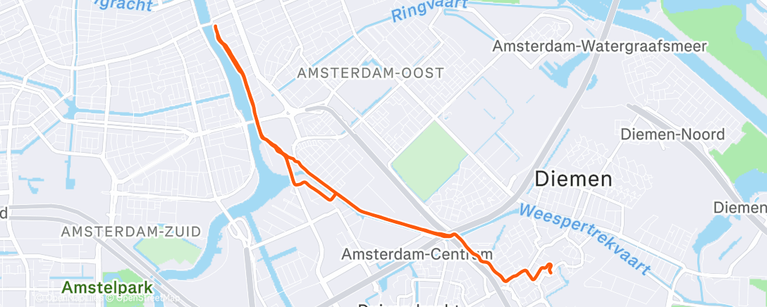 Map of the activity, Afternoon Run