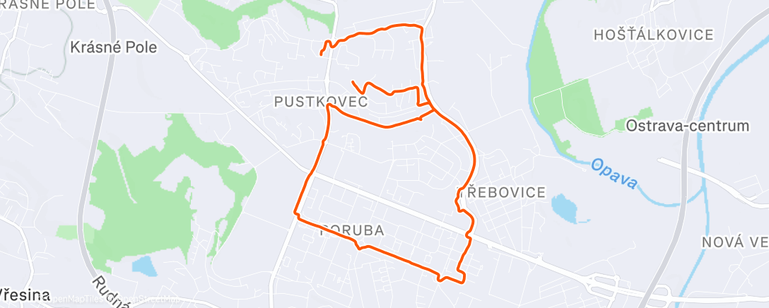 Map of the activity, Evening Run