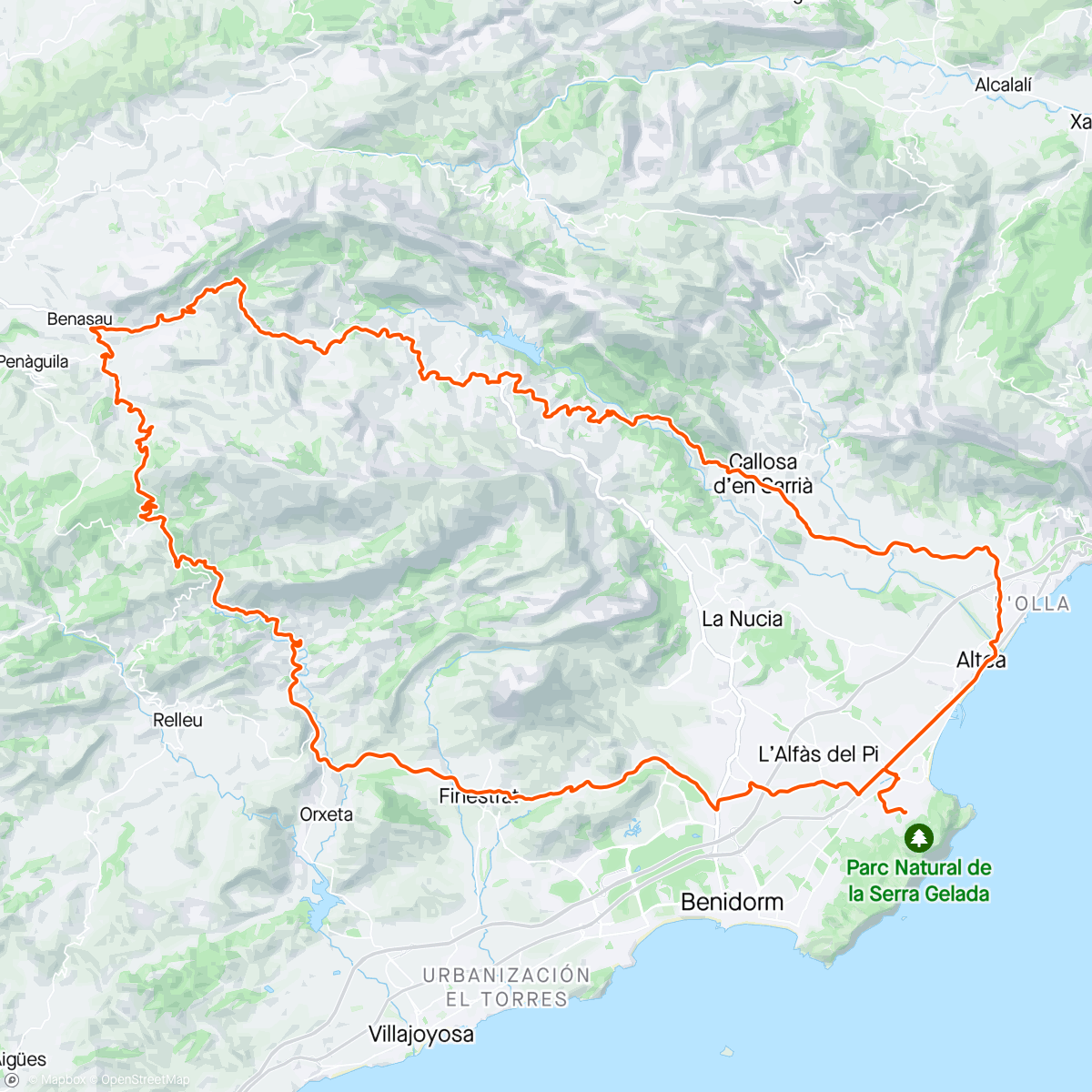 Map of the activity, Guadalest - Confrides - Port de Tudons - Cruising Solo