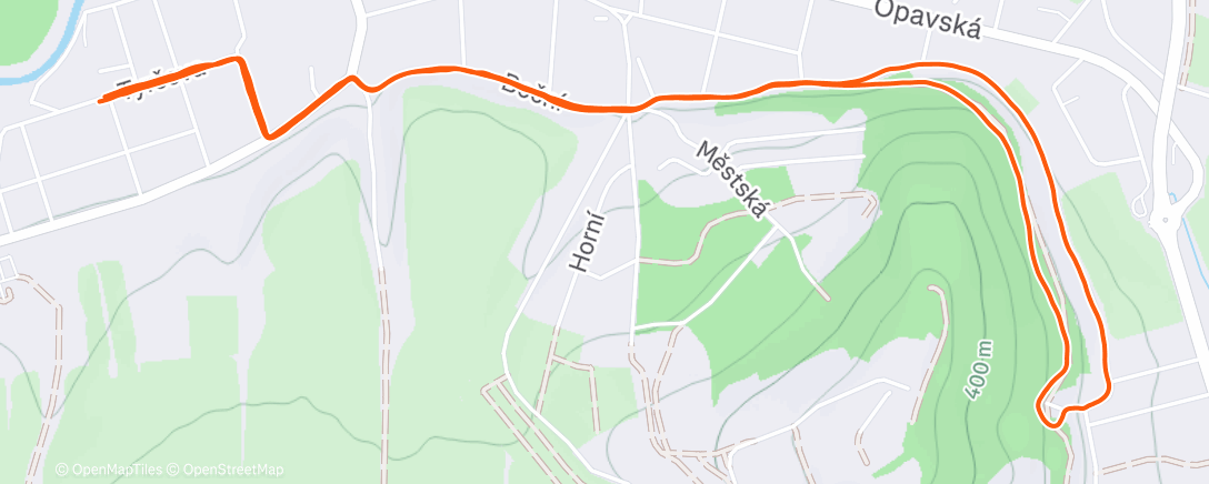 Map of the activity, Afternoon Run