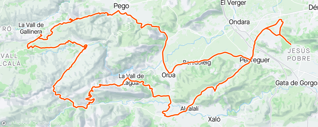 Map of the activity, Vall d Laguar - Vall d Ebo - Super Pego