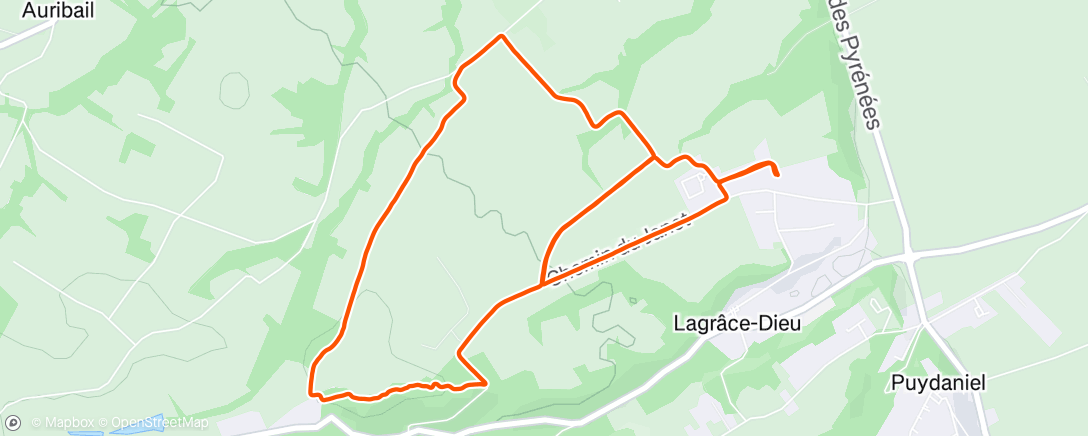 Map of the activity, Course à pied le midi