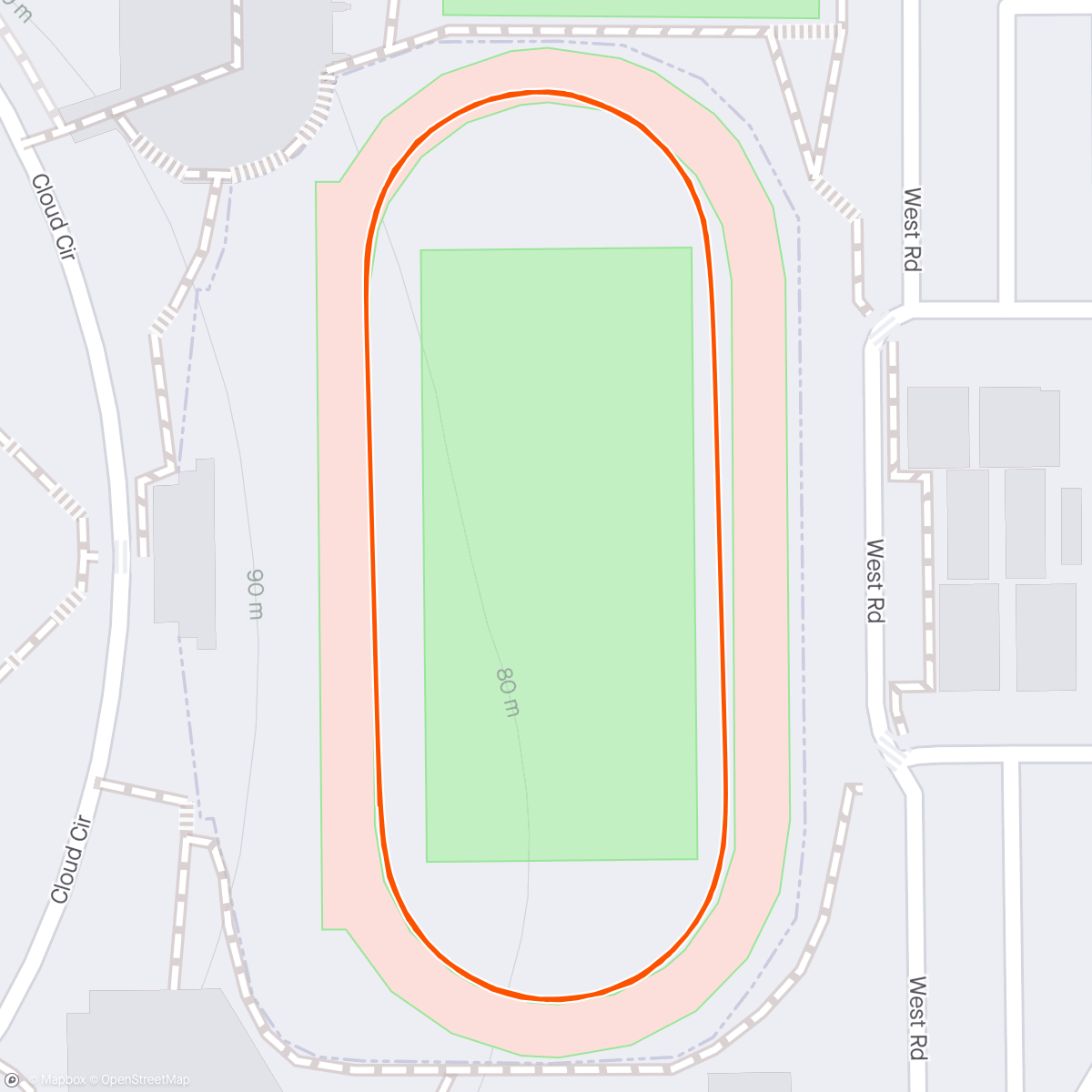 Map of the activity, Cooldown at City College track