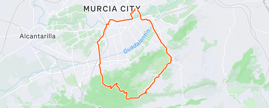 Map of the activity, Bicicleta de montaña eléctrica por la tarde