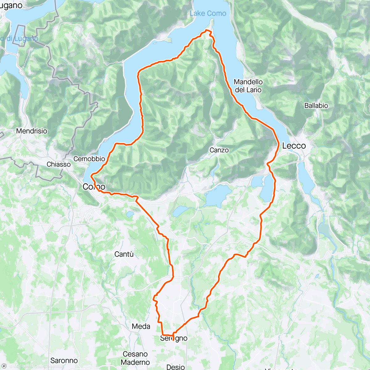 Map of the activity, Giro lago