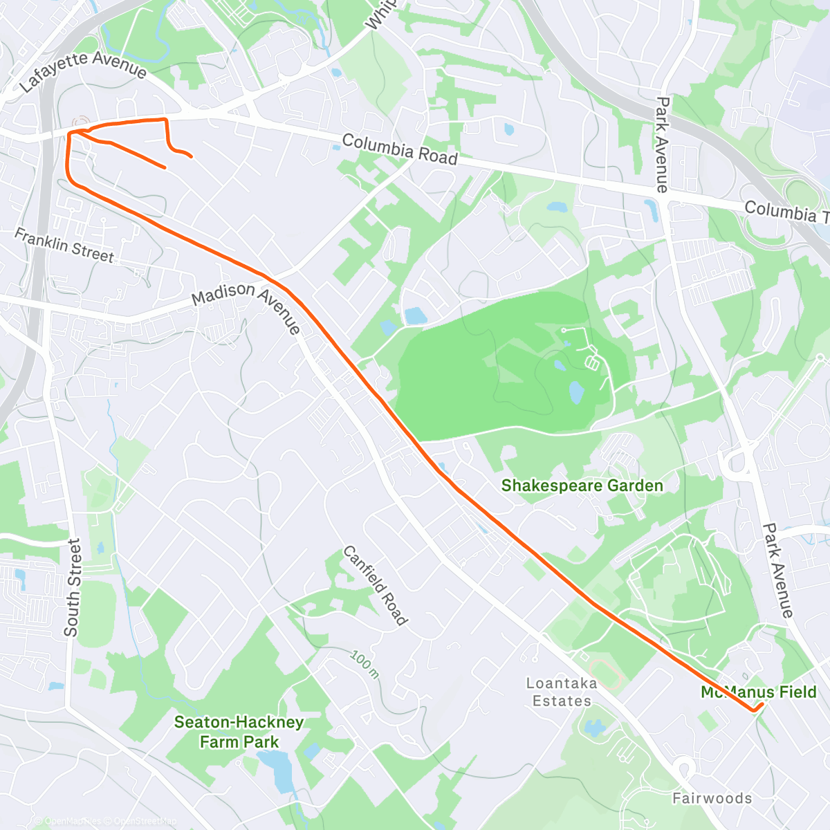 Map of the activity, Lunch Run