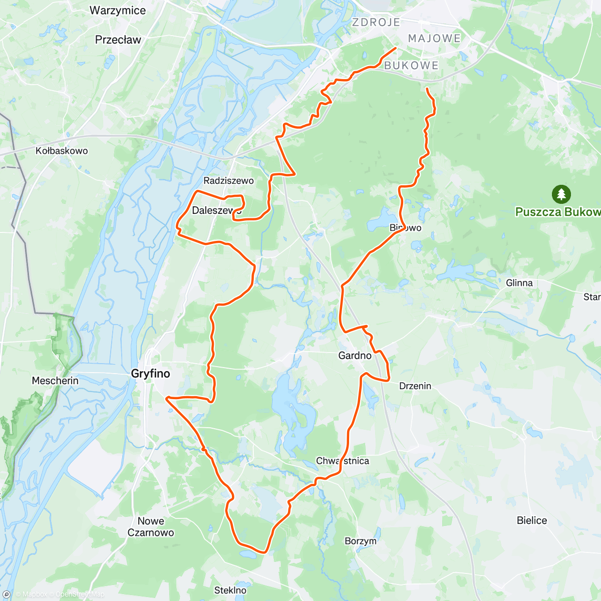 Map of the activity, Lunch Gravel Ride