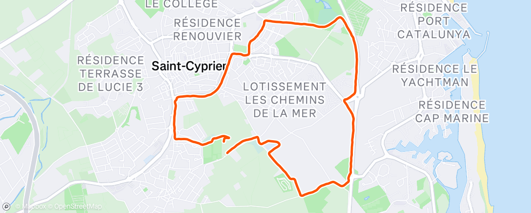 Map of the activity, Course à pied matinale