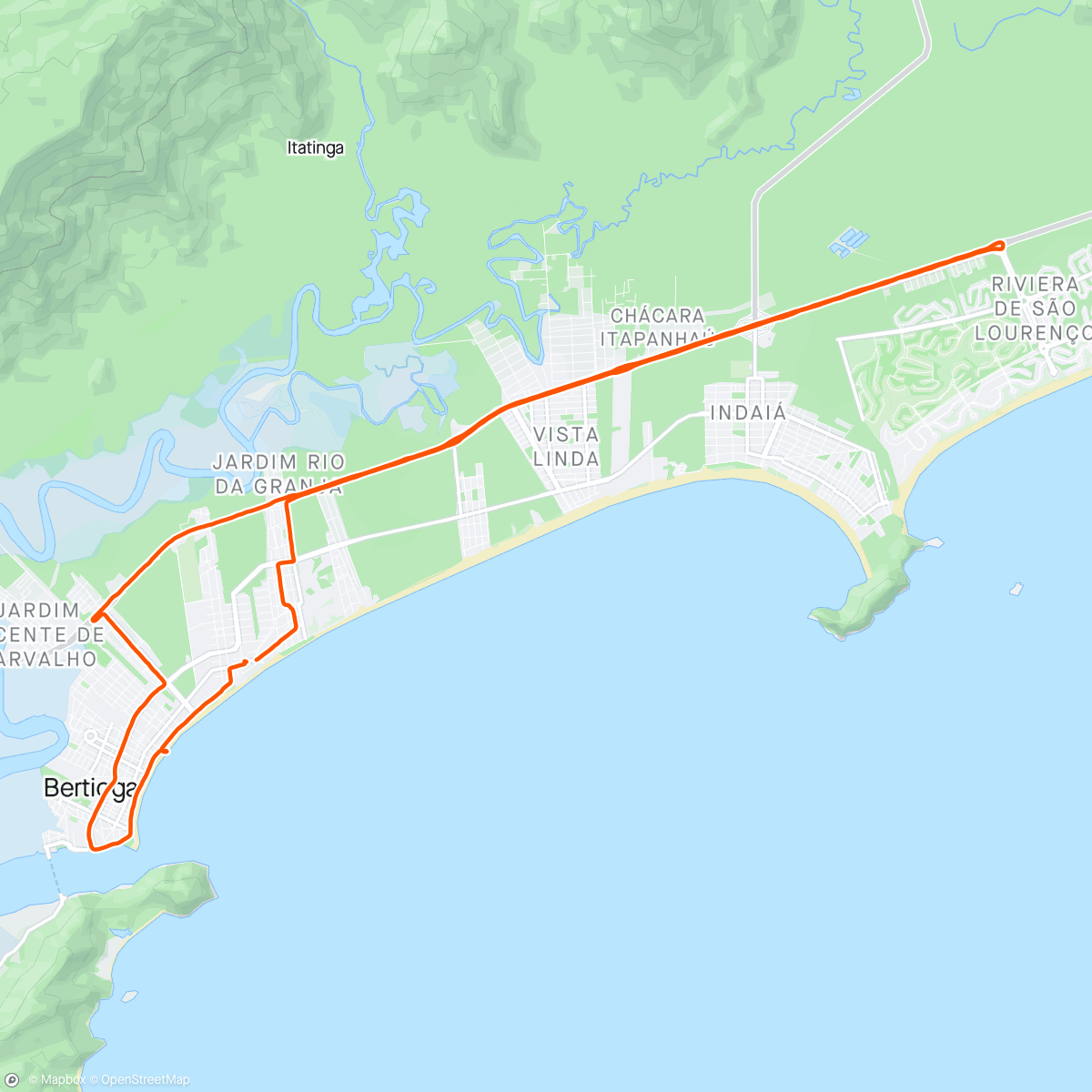 Mapa de la actividad (Bate volta Riviera/ Bertioga)