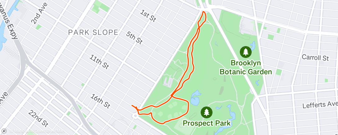 Map of the activity, Evening Run