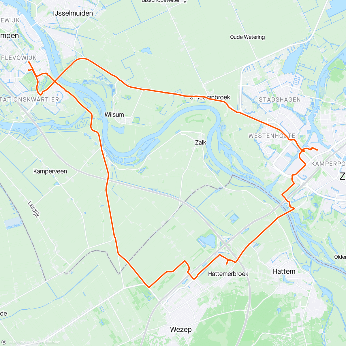 Map of the activity, Rustig retourtje FFWD morgen Koers(Kampen)