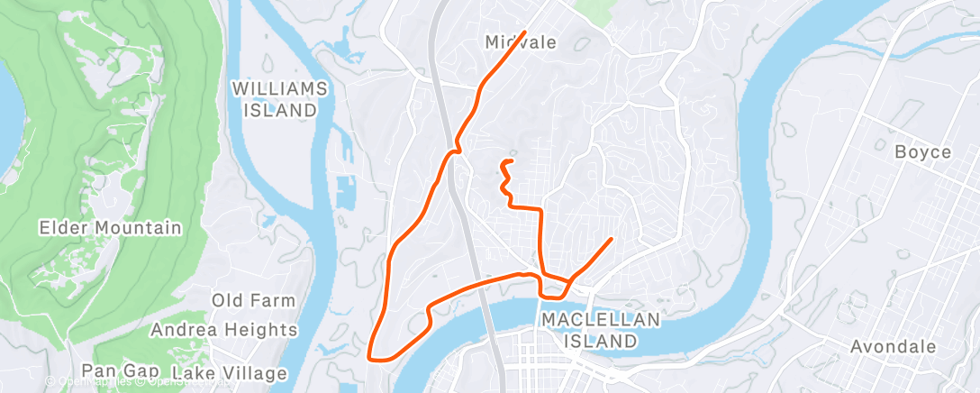 Map of the activity, Evening Ride