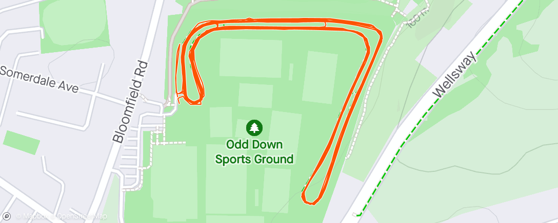 Map of the activity, Evie's Odd Down Race. Great results with friends! 👏💪
