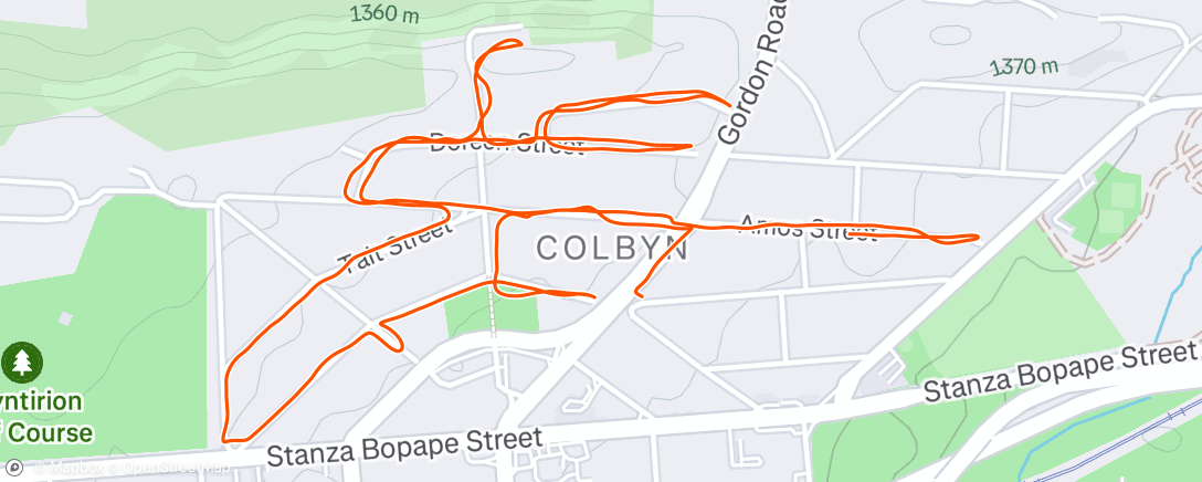 Map of the activity, Afternoon Run