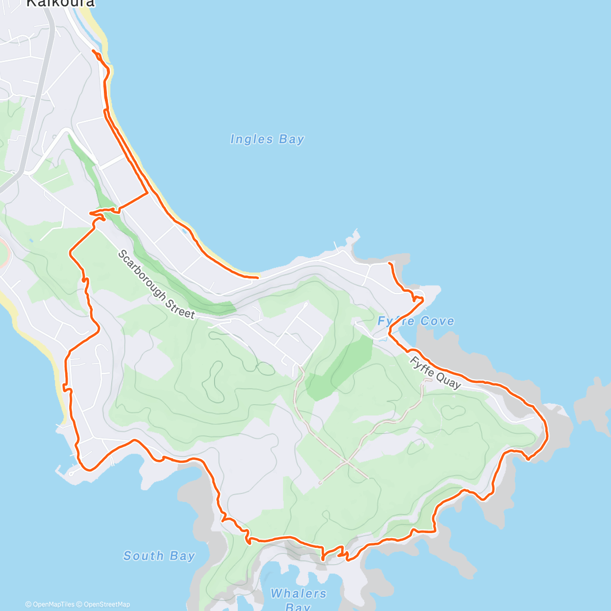 Map of the activity, Kaikôura peninsula track