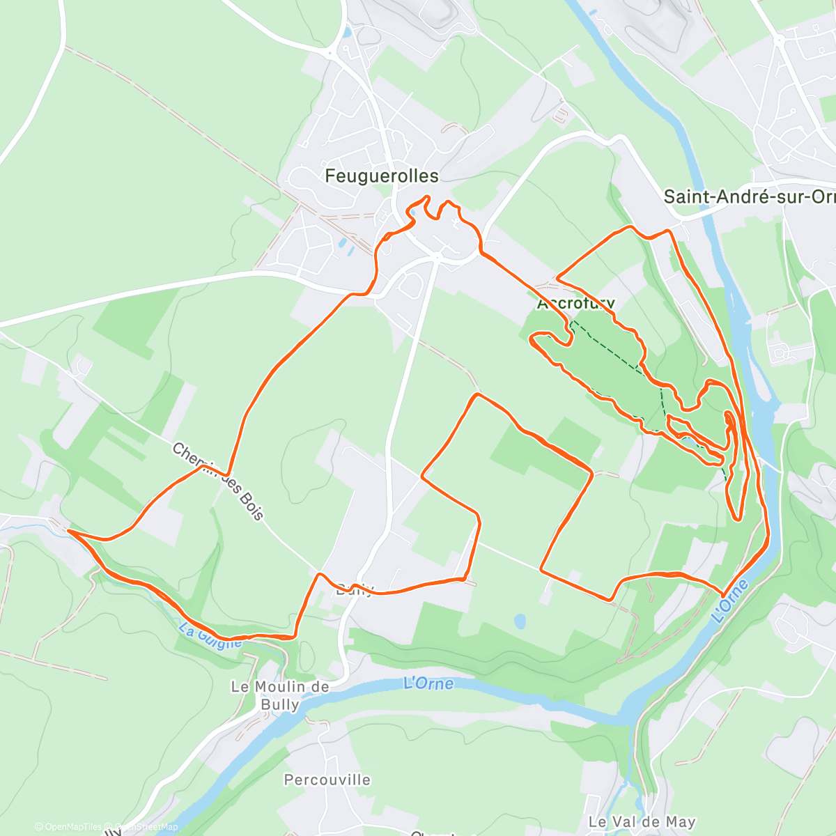 Карта физической активности (Trail de la guigne)